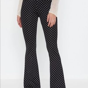 Polka Dot Print Flared Pant with High-Waist